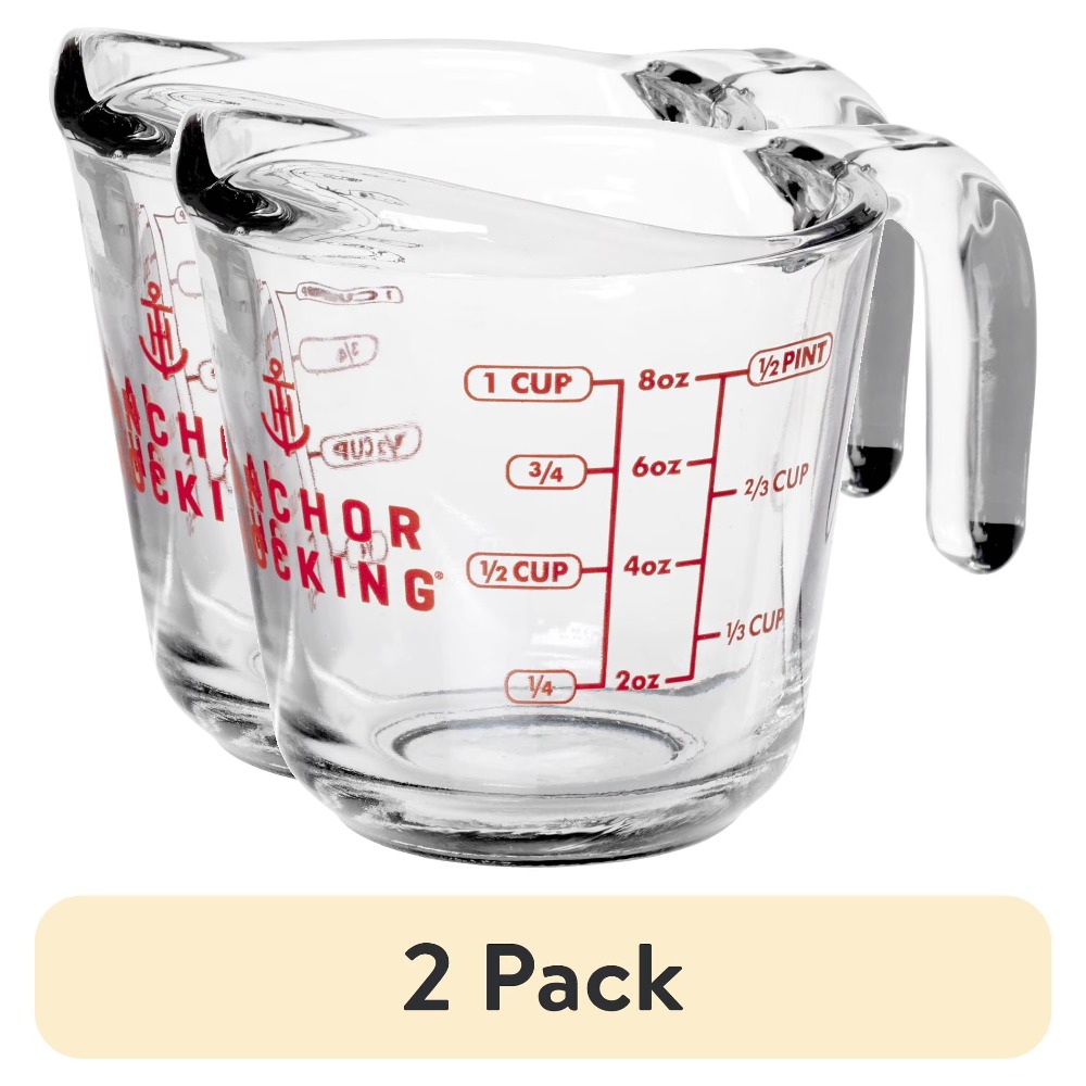 Kitchen For Baking - 2-delige glazen maatbekersset met handvat voor