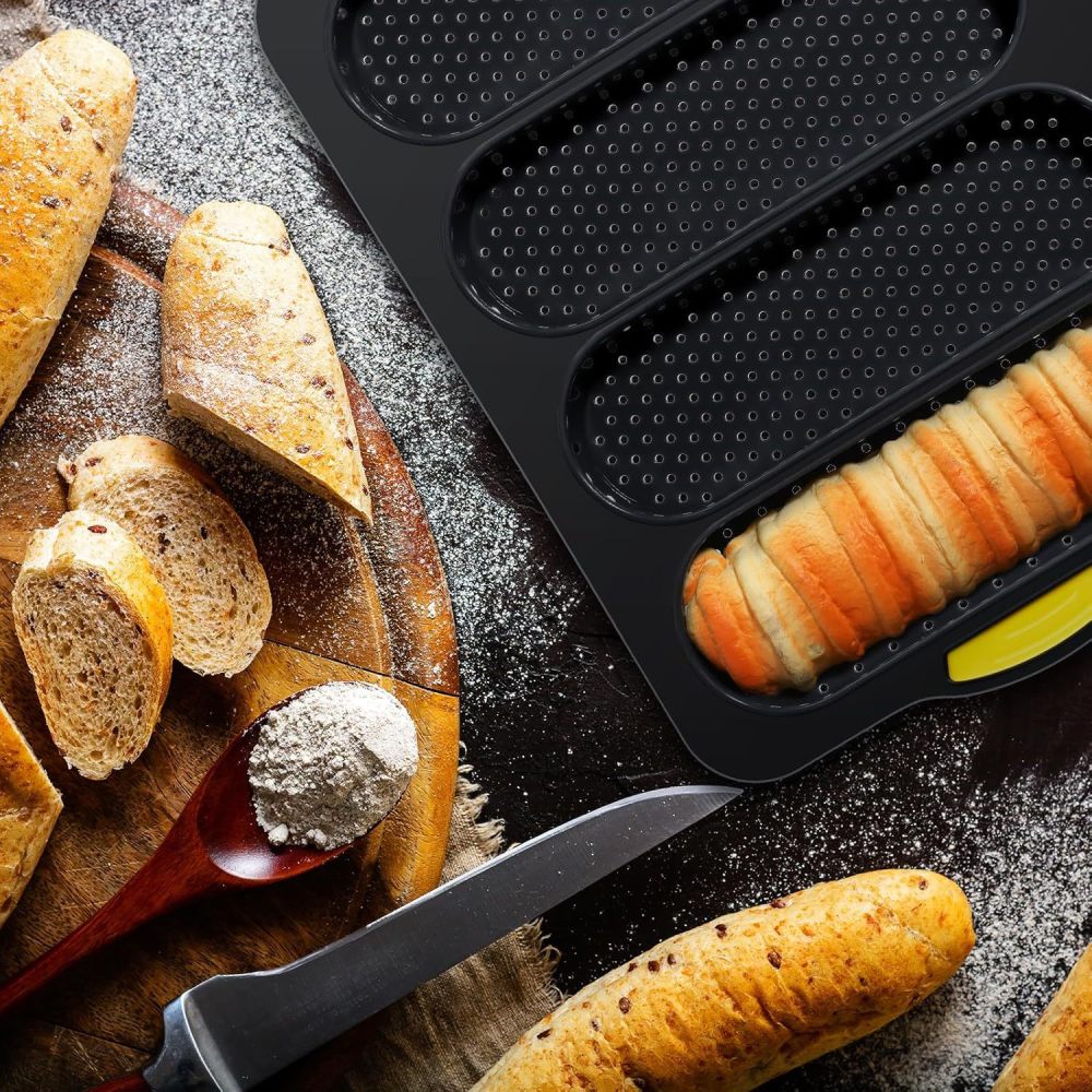 Kitchen Essentials Baking Tray - Professionele siliconen bakvormenset, hamburgerbroodjesmaker, Franse baguette