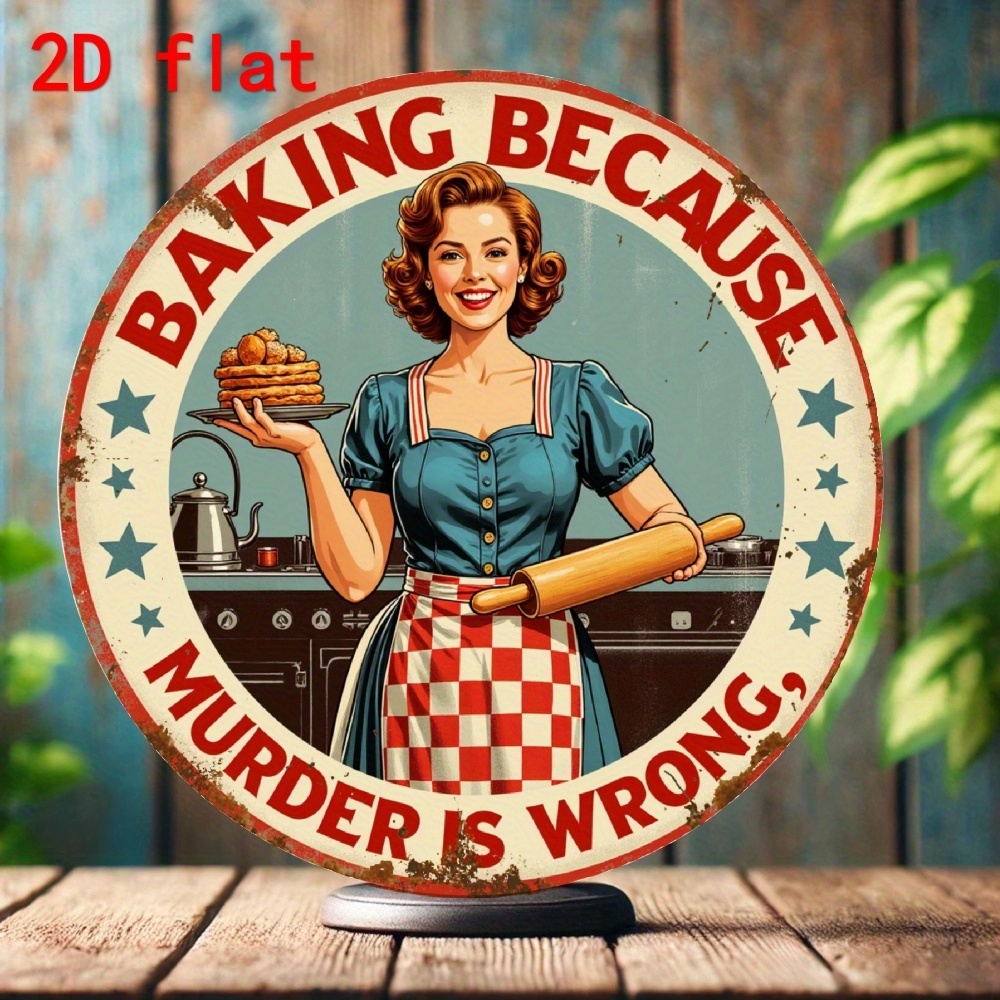 Kitchen Baking Quotes - Vintage aluminium rond bord met de