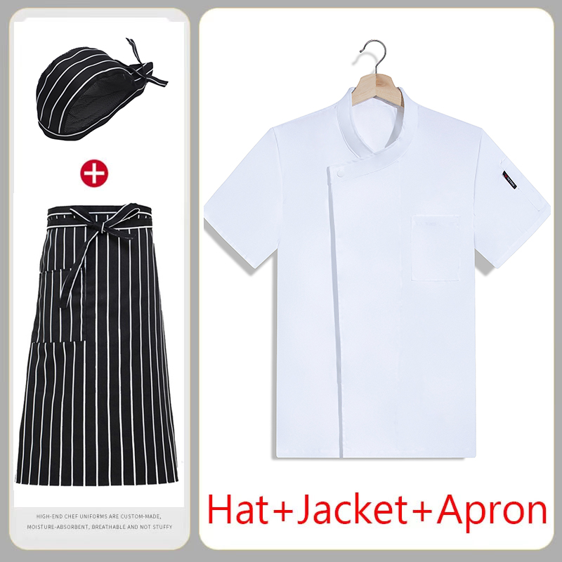 Kitchen Set Bakery - Zomer chef-kok uniform 3-set ademend zwart