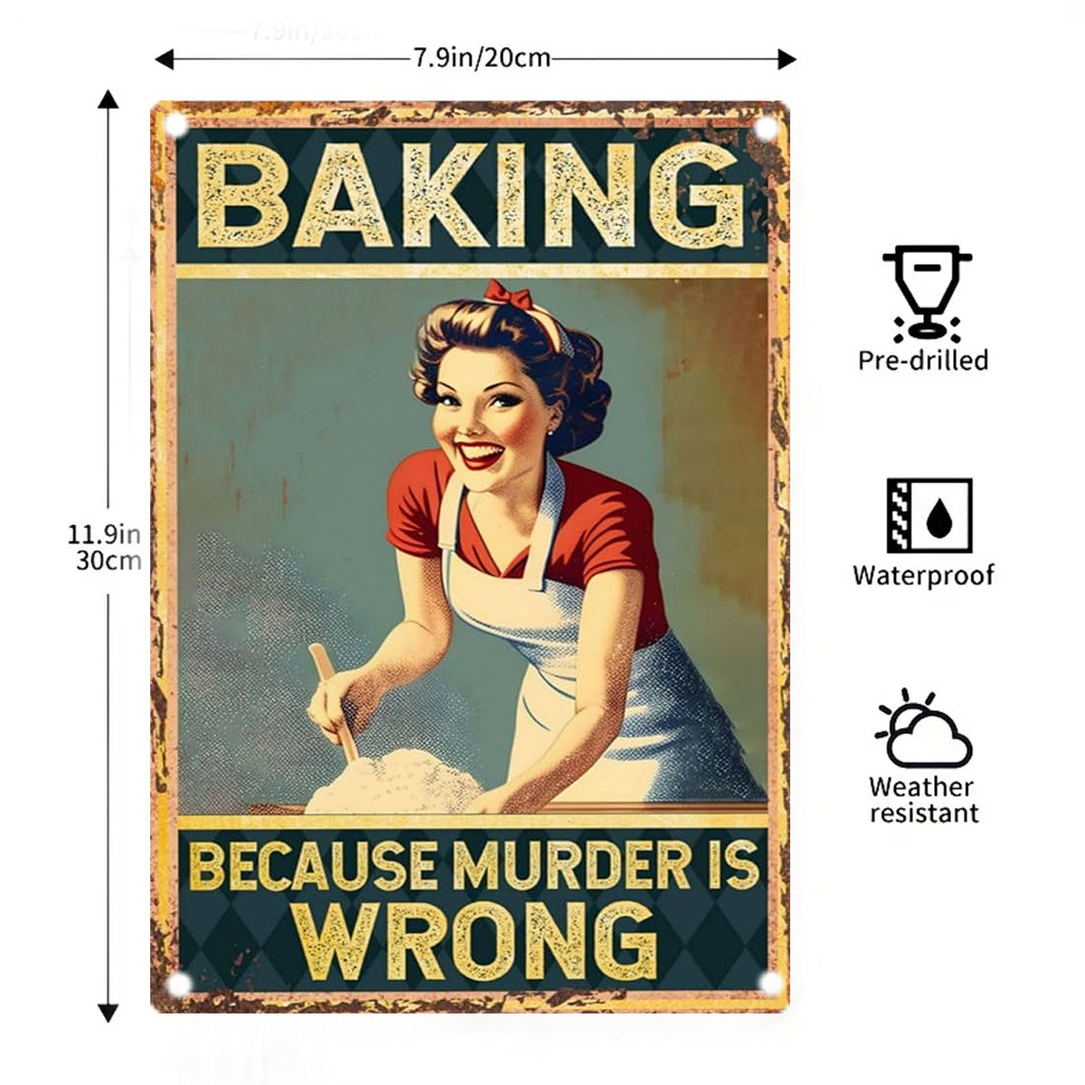 Kitchen Baking Quotes - Bakken Humor Metalen Blikken Bord, Blikken
