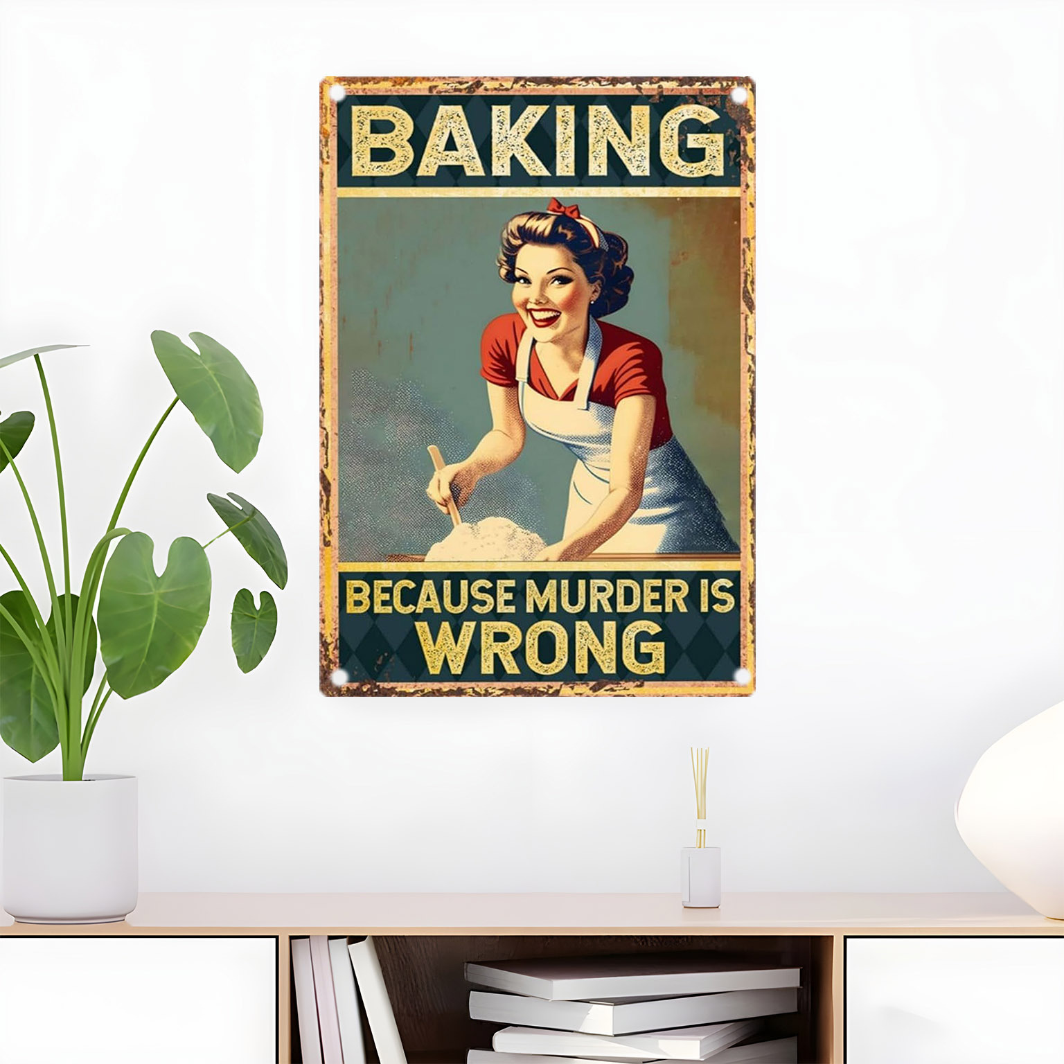 Kitchen Baking Quotes - Vintage grappig bakcitaat metalen wanddecoratiebord -