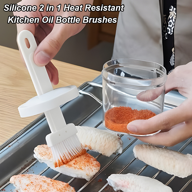 Kitchen Baking Brush - 2 in 1 Hittebestendige keukenolieflesborstels Siliconen