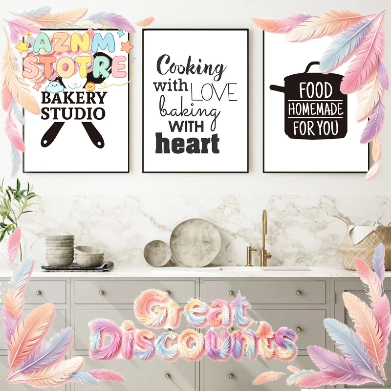 Kitchen Baking Quotes - Koken Met Liefde Keuken Citaat Wandkunst