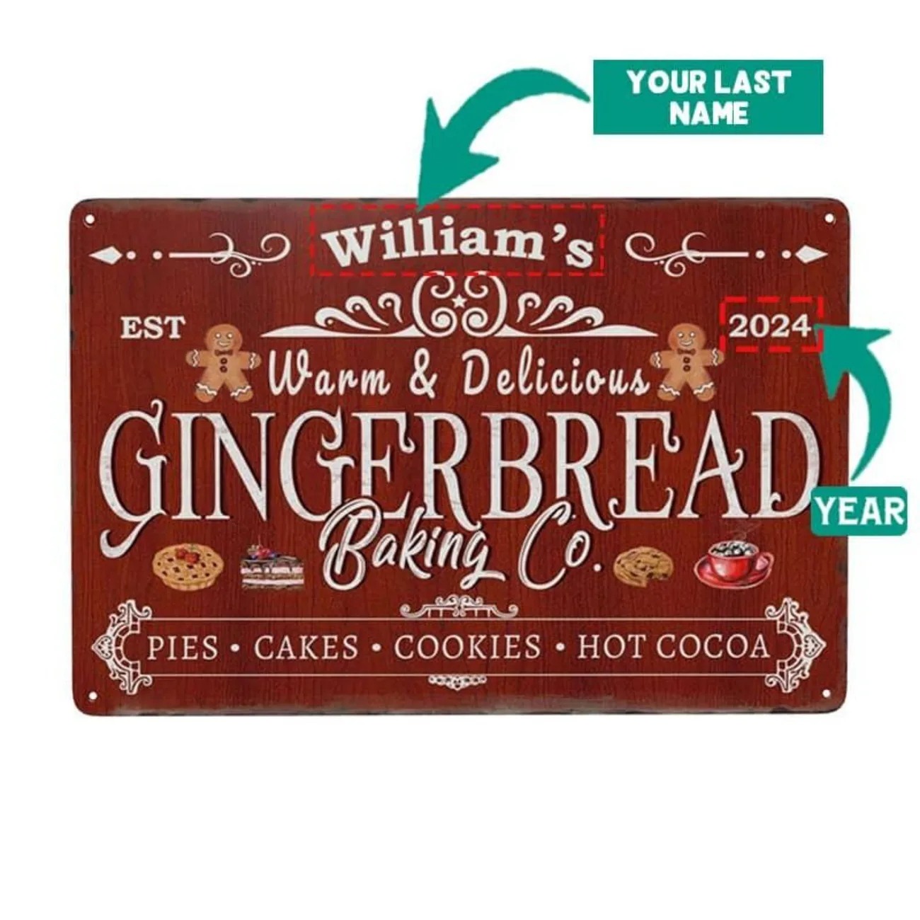 Kitchen For Baking - 1pc Gepersonaliseerde Gingerbread Baking Co. Aluminium